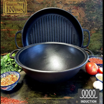 Котел узбекский WOK 12л с крышкой-сковородой ГРИЛЬ (V12СРГрWok) 0335 фото