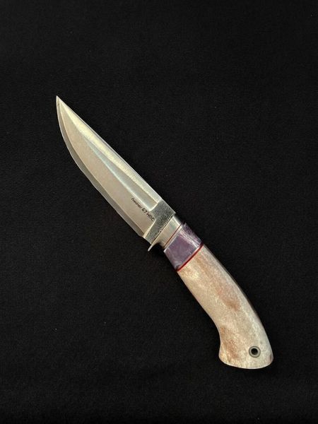 Охотничий нож из ламината, режущая кромка Р6М7Ф6К10-МП, обложка 95&times;18, рукоять рог лося с проставкой 11018 фото