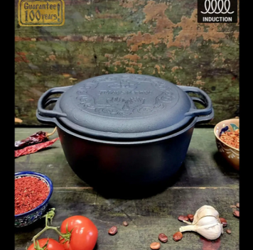 Котелок 5л, &Oslash;26см, вес 4,92 кг, чугунный с крышкой-сковородкой (Т403СР) 0361001 фото
