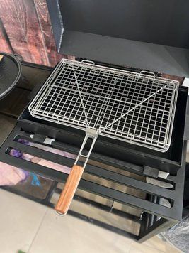 Решетка гриль с ручкой 30*50см нержавейка 0702 фото