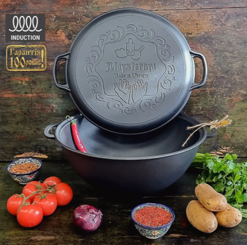 Котел узбекский WOK 12л с крышкой-сковородой (12-VСРWok) 0332 фото